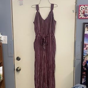 NOBO Burgundy and white striped jumpsuit